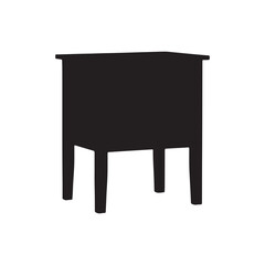 Black Bed side table silhouette vector illustration