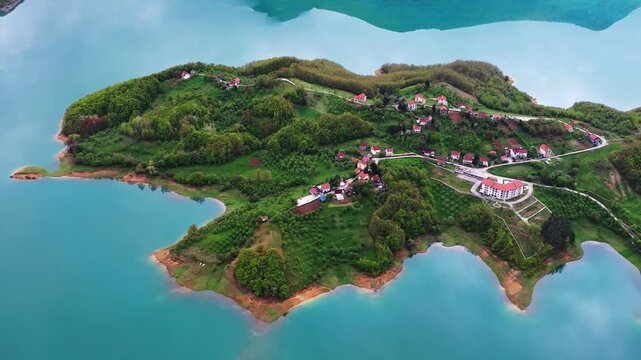 Aerial view of peninsula village