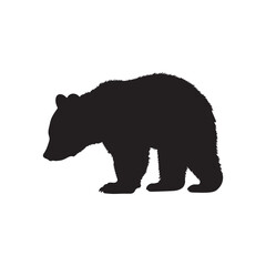 Black Bear cub silhouette vector illustration