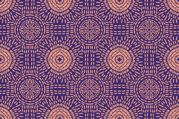 Vintage floral vector design featuring a seamless abstract pattern with geometric mandala ornaments and mosaic tile textures for elegant textile wallpaper and fabric decoration