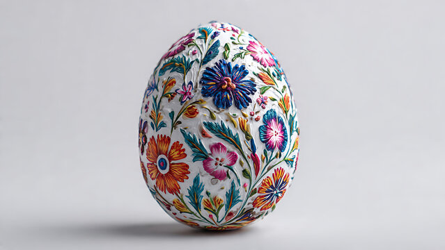 Easter Egg Painted White Background