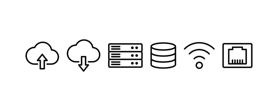 Cloud and network icons set &ndash; vector editable stroke