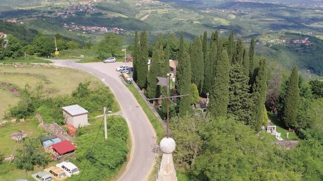 Church tower aerial perspective