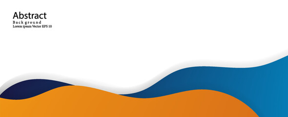 Fototapeta premium Abstract Blue and Orange Layered Wave Background on White. Suit for banner, web, brochure, pamflet and presentation