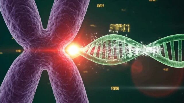 DNA Molecular Structure and X Chromosome Animation - Genetic Research Concept