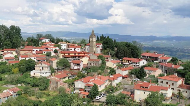 Aerial view of hilltop village