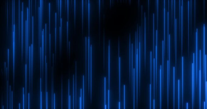 The abstract wall is made up of descending paths of particles, creating the effect of digital rain. The smooth movement of the elements forms a dynamic, mesmerizing pattern that fills the space with e