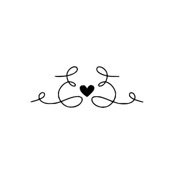 Elegant Monogram with Heart Symbol Featuring Two Letters E Intertwined in a Swirl Design