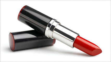 Obraz premium Red Lipstick Tube Open White Background