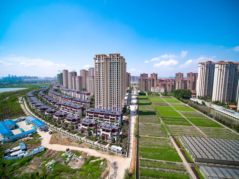 Huangjiahu Wuhan Aerial View: Rural Farmland Meets Urban Development