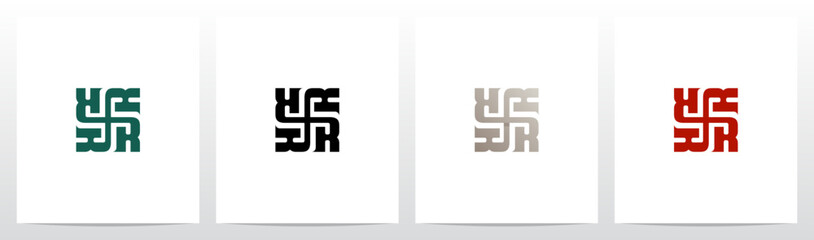 Obraz premium Four Letters Crossed Entangled Connected Initial Logo Design R