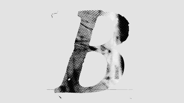 Black and white printed style type of a full screen individual letter with alpha for easy drag and drop overlays. Get the full alphabet set to create captions and words with a cool stop motion printed