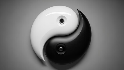 Modern security camera yin yang symbol harmony