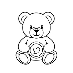 Valentines &ndash; Gifts & Romance (BW Outline) &ndash; teddy bear outline with wax seal