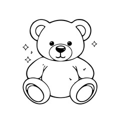 Valentines &ndash; Gifts & Romance (BW Outline) &ndash; teddy bear outline with sparkles