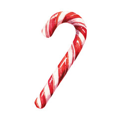Isometric watercolor rendering of Christmas Candy Cane, isolated on a clean white background. © John