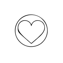 Fototapeta premium Valentines – Hearts & Symbols (BW Outline) – heart in circle outline broken heart