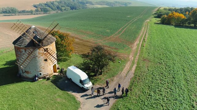 Aerial countryside farm road