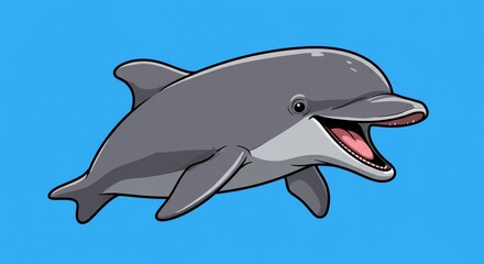 Obraz premium Smiling dolphin illustration on blue background