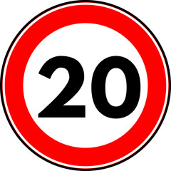 Speed Limit 20 kmh Traffic Sign Vector