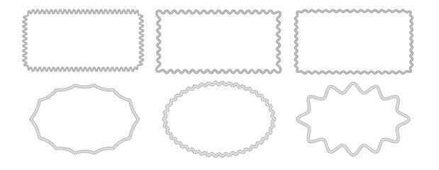 Obraz premium Rope border frame in brush style. Vector illustration with circle and rectangle shapes for decorative graphic design elements