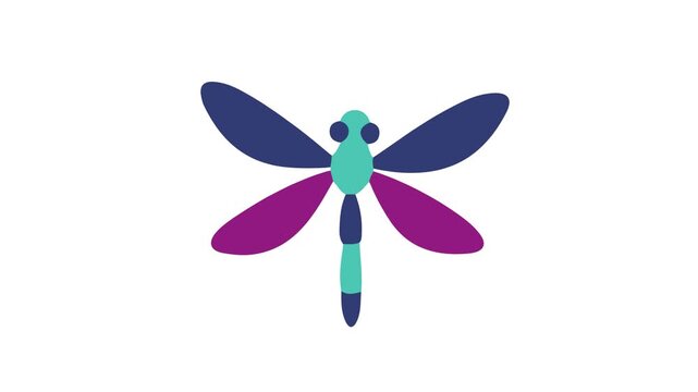 Video Dragonfly Top View Flat Vector