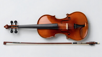 Violin And Bow White Background