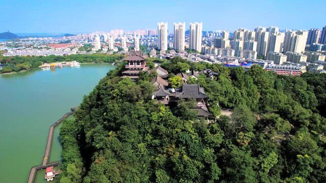Ancient Temple on Mountain Above Yangtze River, Zhenjiang