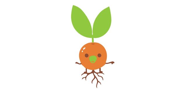 Cute Orange with Roots Vector