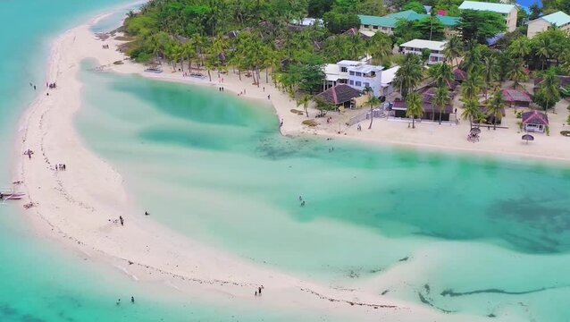 Aerial view of tropical sandbar