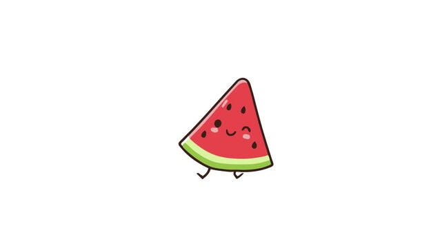 Single Watermelon Front View Cartoon