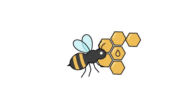 Bee with Honeycomb Cute Illustration