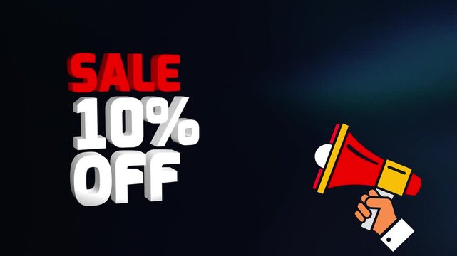 Sale 10 Percent Off Text Animation 4k video, Sale 10% off animation video, 10% Off Sale Announcement video