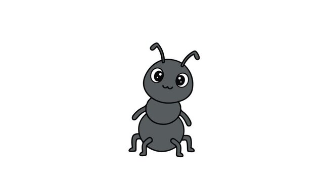 Cute Ant Front View Character