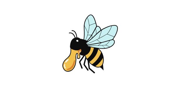 Bee Eating Honey Close Up Animation