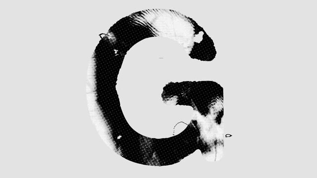Black and white printed style type of a full screen individual letter with alpha for easy drag and drop overlays. Get the full alphabet set to create captions and words with a cool stop motion printed
