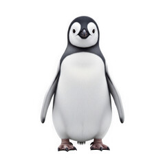 Fototapeta premium A single penguin standing upright with wings slightly apart, isolated on transparent background