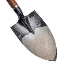 Shovel Lifting Soil to Prepare for Gardening in a Backyard at Midday Sunlight