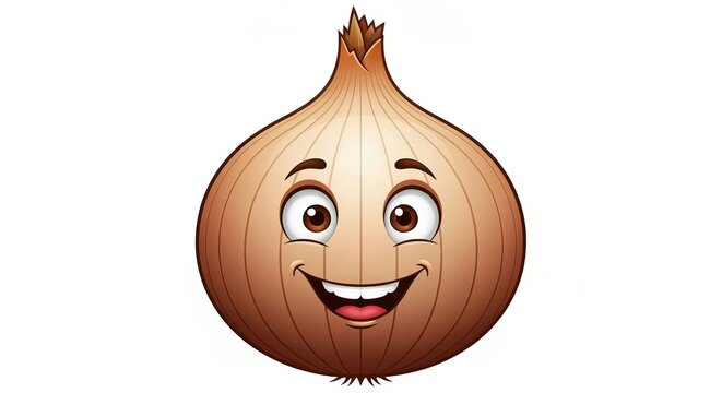 Cheerful Cartoon Brown Onion Character with a Big Smile, Promoting Healthy Eating and Nutrition Fun