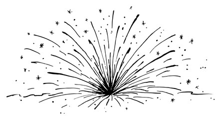 Fireworks explosion with sparks and stars hand drawn vector illustration sketch concept of celebration and holiday party © Celestynka