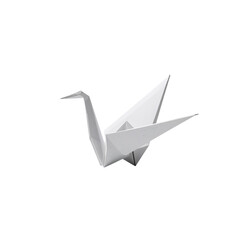 Origami Crane Made From White Paper Displayed on a Plain Background