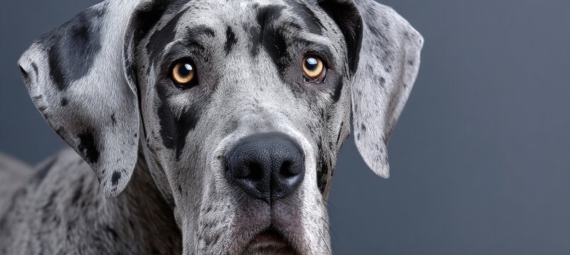 Charming Great Dane Close-Up Heartfelt Portrait of a Beautiful Wolfhound with Expressive Eyes