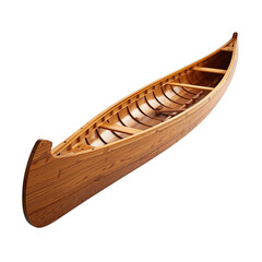Canoe Made From Wood Sits on a White Background With Even Finish and Clear Lines