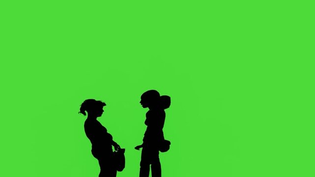 People Talking Silhouette Green Screen Background