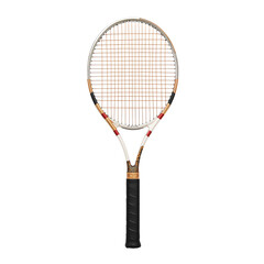 Tennis Racket Lying on White Background Ready for a Game or Practice Session