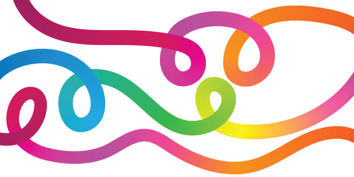 Vibrant colorful swirling ribbon design on white background