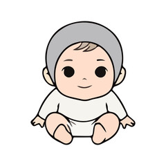 Fototapeta premium Cute Smiling Baby Sitting Simple Vector