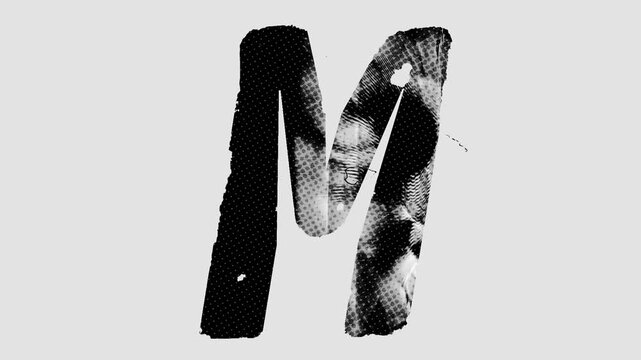 Black and white printed style type of a full screen individual letter with alpha for easy drag and drop overlays. Get the full alphabet set to create captions and words with a cool stop motion printed