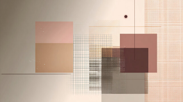 Modern abstract geometric background with grid elements and warm neutral tones