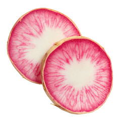  Radish slices, a finely cut Raphanus raphanistrum root, isolated [Transparent Background PNG]